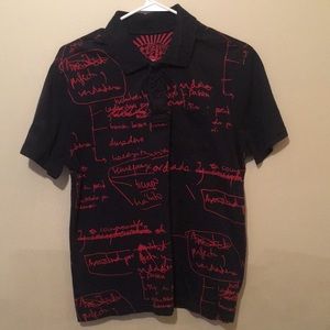 Desigual black polo with red handwriting